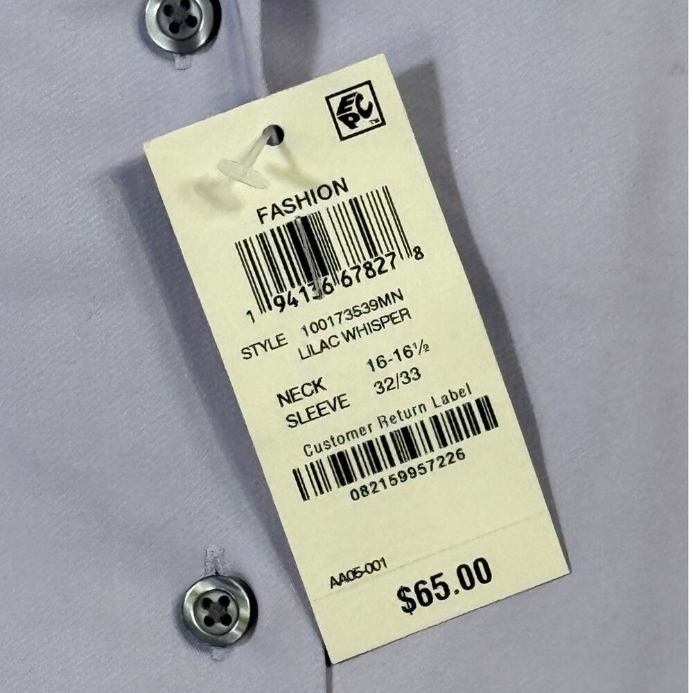 Alfani Men's Slim-Fit Temp Regulating Dress Shirt Lilac Whisper16-16.5 32-33 $65 - Picture 5 of 5